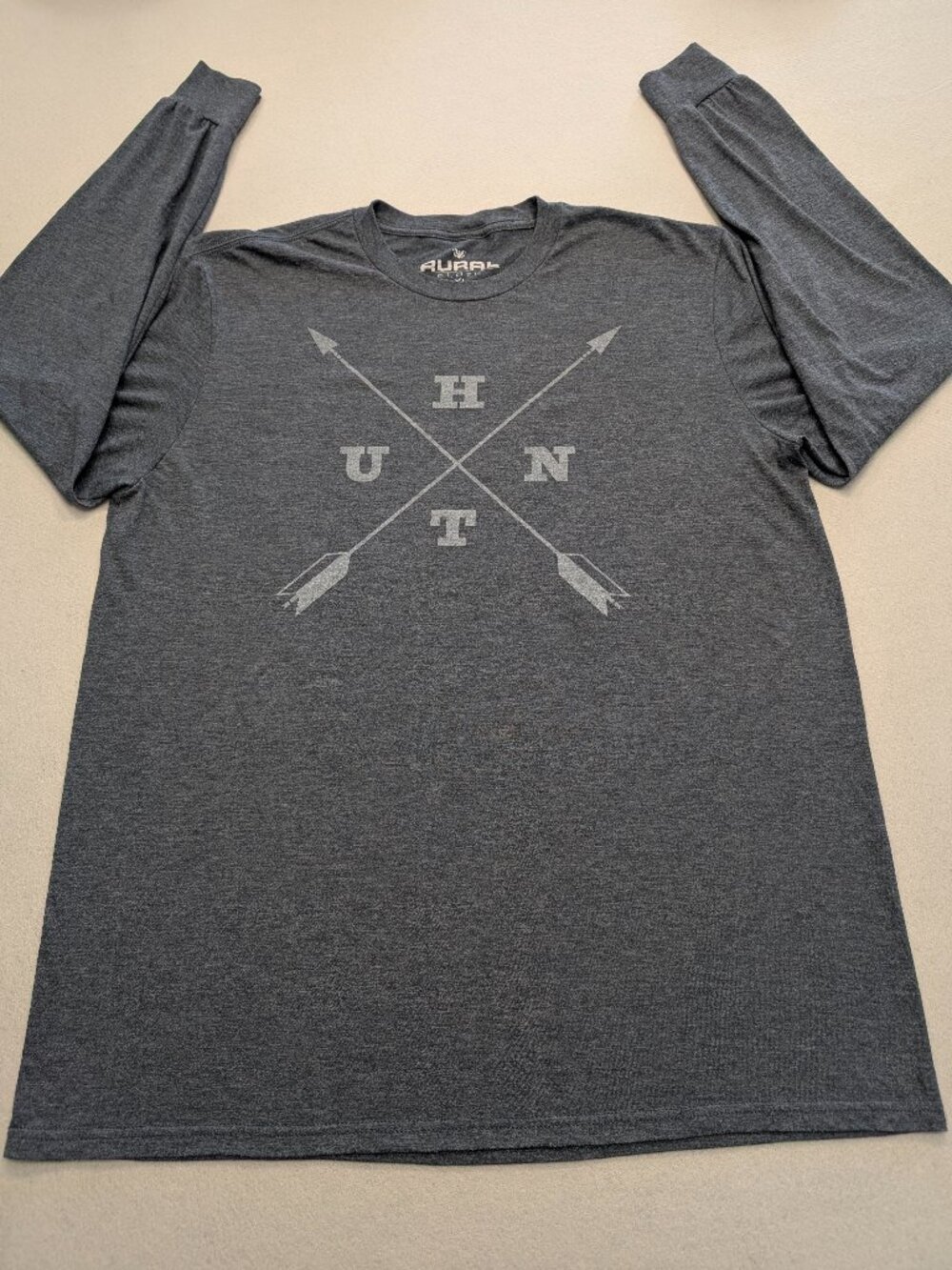 Rural Cloth Hunt Graphic Long Sleeve Tee XL Gray Tri Blend Shirt